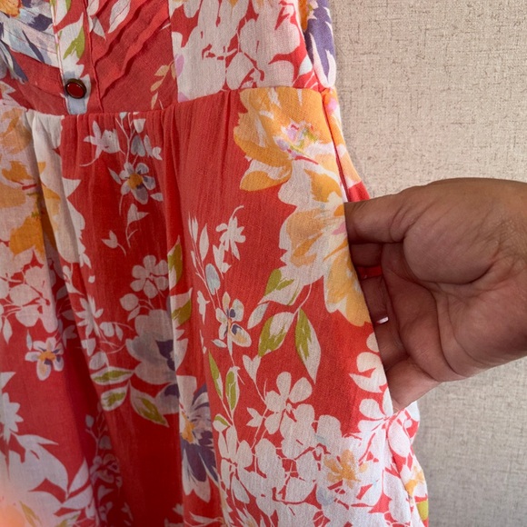 LC Lauren Conrad Floral Sundress Size 4 Coral Pink Spaghetti Strap Garden Party - Picture 12 of 16